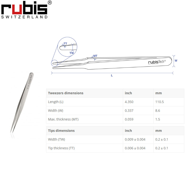 RUBIS 3C镊子 瑞士RUBIS不锈钢镊子3C-SA