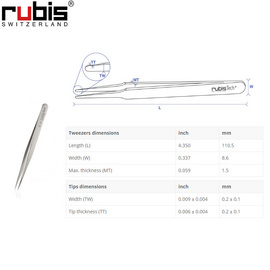 RUBIS 3C镊子 瑞士RUBIS不锈钢镊子3C-SA