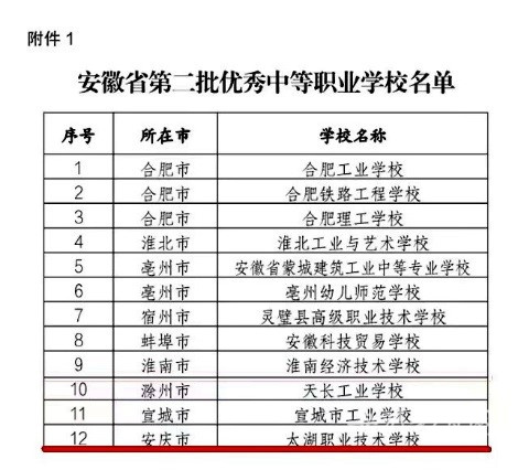 太湖职业技术学校获评安徽省A类中职学校
