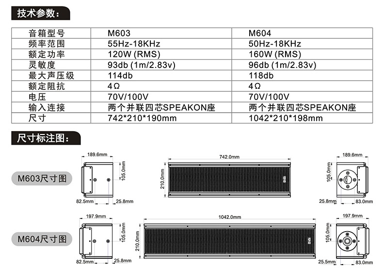 惠威公共广播（HiVi-Swans）M603、M604系列线性室内音柱